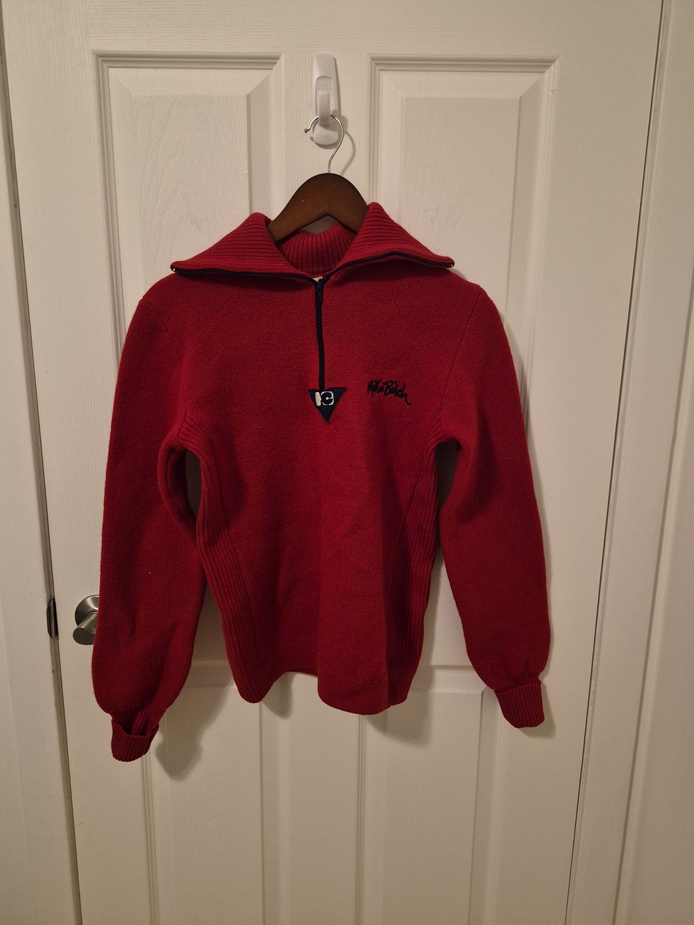 Women's Red Half-Zip Turtleneck Sweater